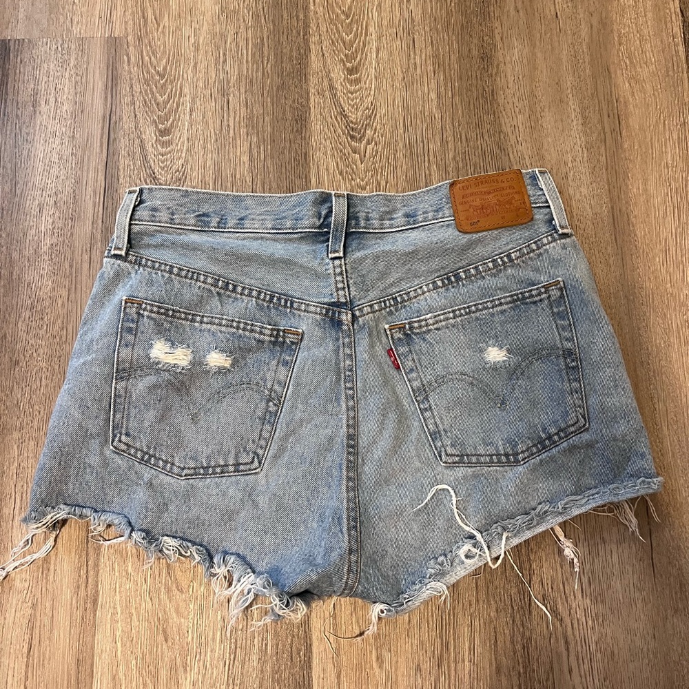 Levi’s 501 shorts, size 29 light blue ripped